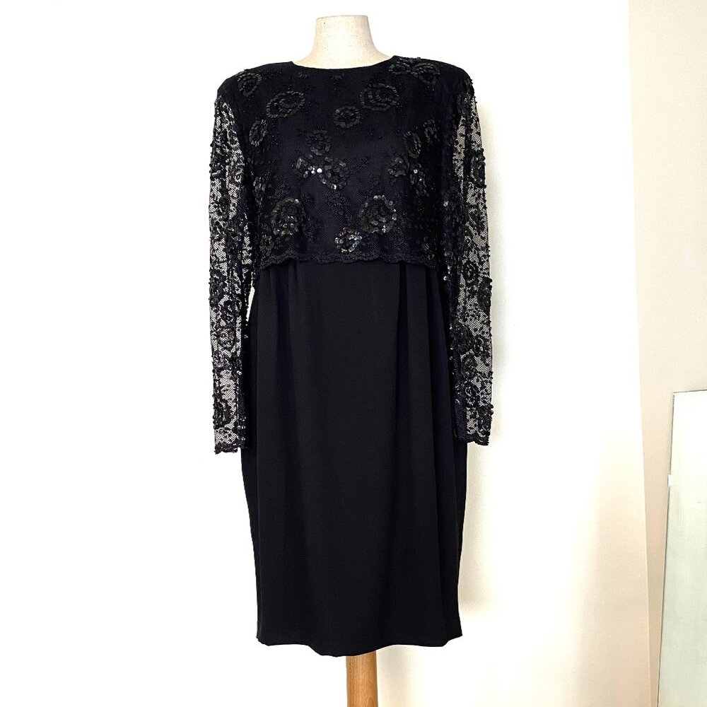 MariAnna Sequins, Long-Sleeve, and Lacy Dress